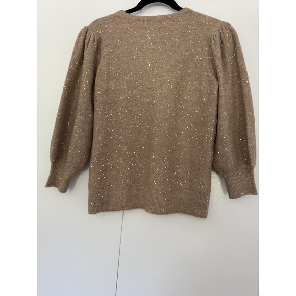 Karl Lagerfeld Women's Speckled Dolman Sleeve Sweater Tan Gold Size Small - Picture 5 of 5